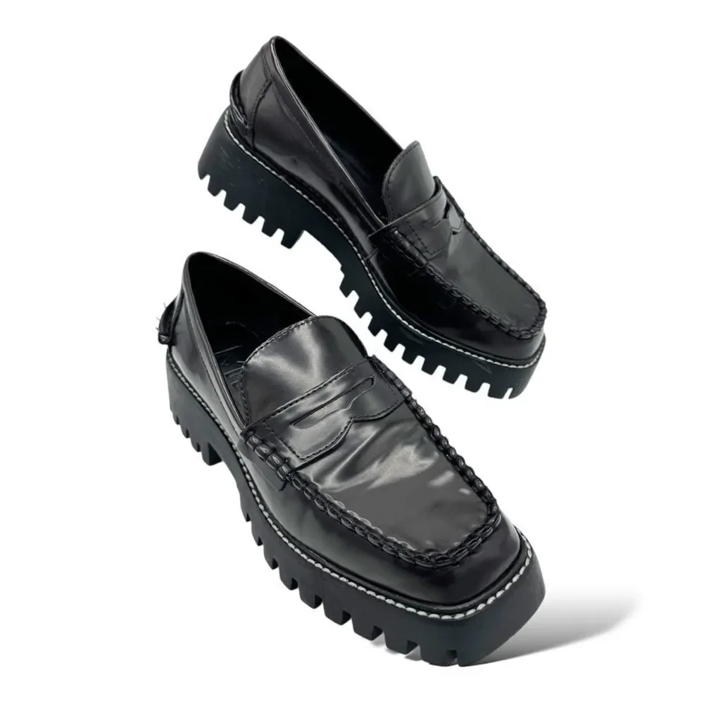 Mango Track Sole Faux Leather Slip-On Loafer with Track‎ Sole Deep Burgundy 7.5 - Picture 2 of 14